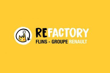 Fond jaune avec l'inscription "REFACTORY flics - groupe Renault"