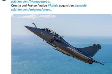 Screen d'un tweet de Dassault Aviation, disant que la Croatie et la France finalisent l'acquisition du Rafale