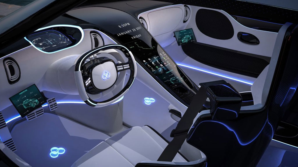 Intérieur d'une voiture futuriste